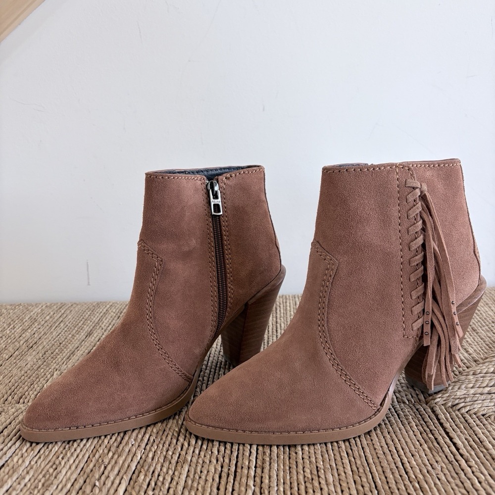 Coach Boots Westyn Fringe Boots Brown Suede 3"‎ Heel Women Sz 6B Cowgirl Boho
